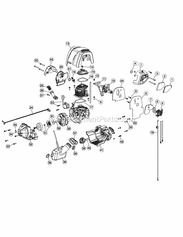 Engine Assembly Diagram and Parts List for ST425 41AD425G950 Cub Cadet Trimmer